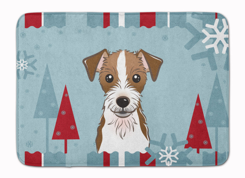 Winter Holiday Jack Russell Terrier Machine Washable Memory Foam Mat BB1698RUG