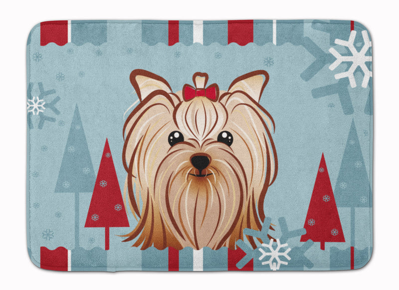 Winter Holiday Yorkie Yorkishire Terrier Machine Washable Memory Foam Mat BB1700RUG