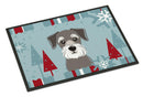 Winter Holiday Schnauzer Doormat Indoor Outdoor 18H X 27W Front Door Mat Rugs for Entryway, Non Slip Washable