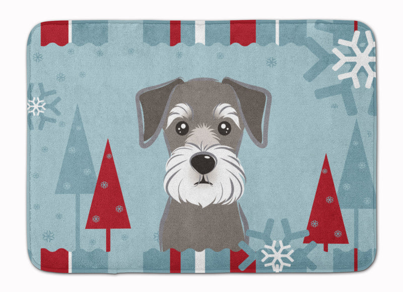 Winter Holiday Schnauzer Machine Washable Memory Foam Mat BB1702RUG