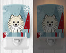 Winter Holiday Pomeranian Ceramic Night Light Compact, UL-Certified, Ideal for Bedroom, Bathroom, Nursery, Hallway, Kitchen, 6x4x3, Multicolor