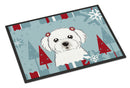 Winter Holiday Maltese Doormat Indoor Outdoor 24H X 36W Front Door Mat Rugs for Entryway, Non Slip Washable Low Pile,