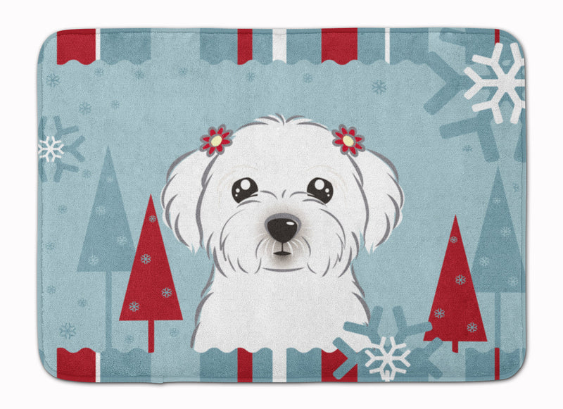 Winter Holiday Maltese Machine Washable Memory Foam Mat BB1704RUG