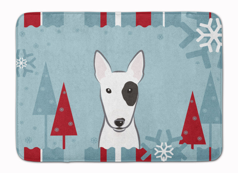 Winter Holiday Bull Terrier Machine Washable Memory Foam Mat BB1705RUG