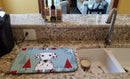 Winter Holiday Dalmatian Dish Drying Mat Absorbent Dish Drying Mat Pad for Kitchen Counter Dish Drainer Mat for Countertop, 14 x 21", Multicolor