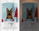 Winter Holiday German Shepherd Ceramic Night Light Compact, UL-Certified, Ideal for Bedroom, Bathroom, Nursery, Hallway, Kitchen, 6x4x3, Multicolor