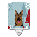 Winter Holiday German Shepherd Ceramic Night Light Compact, UL-Certified, Ideal for Bedroom, Bathroom, Nursery, Hallway, Kitchen, 6x4x3, Multicolor
