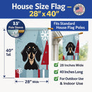 Winter Holiday Smooth Black and Tan Dachshund House Flag 28x40 Porch Sleeve Pole Decorative Outside Yard Banner Artwork Wall Hanging, Polyester