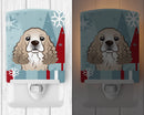 Winter Holiday Cocker Spaniel Ceramic Night Light Compact, UL-Certified, Ideal for Bedroom, Bathroom, Nursery, Hallway, Kitchen, 6x4x3, Multicolor