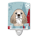 Winter Holiday Cocker Spaniel Ceramic Night Light Compact, UL-Certified, Ideal for Bedroom, Bathroom, Nursery, Hallway, Kitchen, 6x4x3, Multicolor
