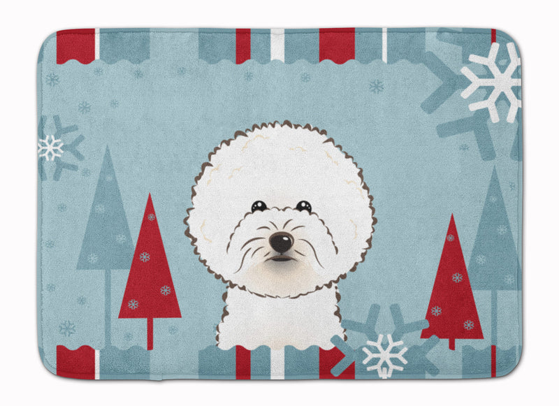 Winter Holiday Bichon Frise Machine Washable Memory Foam Mat BB1713RUG