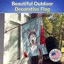Winter Holiday Alaskan Malamute House Flag 28x40 Porch Sleeve Pole Decorative Outside Yard Banner Artwork Wall Hanging, Polyester