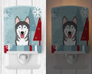 Winter Holiday Alaskan Malamute Ceramic Night Light Compact, UL-Certified, Ideal for Bedroom, Bathroom, Nursery, Hallway, Kitchen, 6x4x3, Multicolor