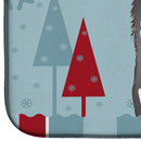 Winter Holiday Alaskan Malamute Dish Drying Mat Absorbent Dish Drying Mat Pad for Kitchen Counter Dish Drainer Mat for Countertop, 14 x 21", Multicolor