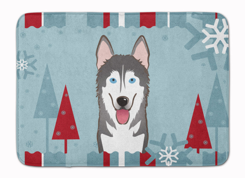 Winter Holiday Alaskan Malamute Machine Washable Memory Foam Mat BB1714RUG