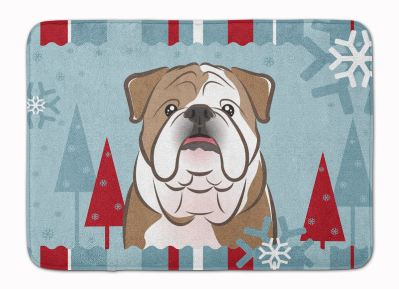 Winter Holiday English Bulldog  Machine Washable Memory Foam Mat BB1715RUG