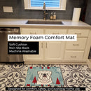 Winter Holiday White English Bulldog  Memory Foam Kitchen Mat Machine Washable Anti-Fatigue Cushion Comfort Bath or Kitchen Rug