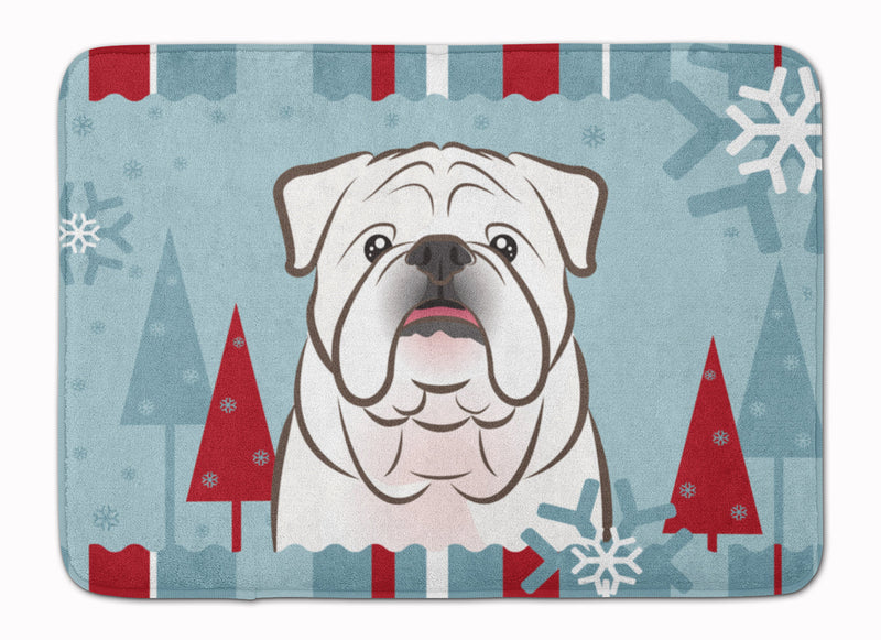 Winter Holiday White English Bulldog  Machine Washable Memory Foam Mat BB1716RUG