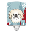 Winter Holiday Pekingese Ceramic Night Light Compact, UL-Certified, Ideal for Bedroom, Bathroom, Nursery, Hallway, Kitchen, 6x4x3, Multicolor