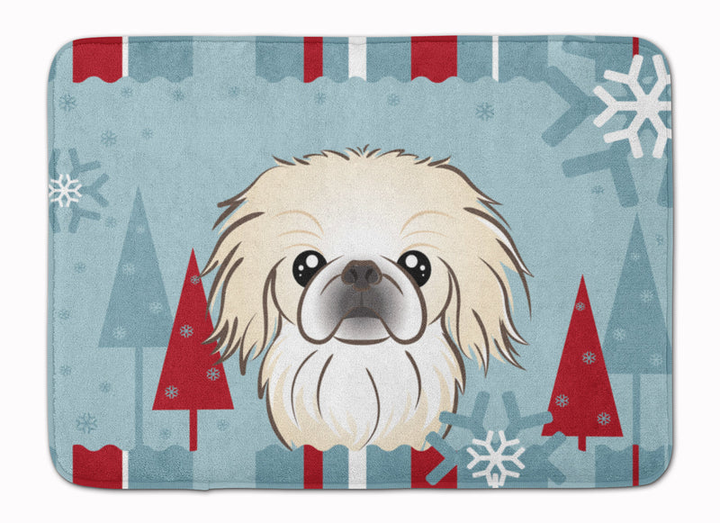 Winter Holiday Pekingese Machine Washable Memory Foam Mat BB1717RUG