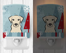 Winter Holiday Yellow Labrador Ceramic Night Light Compact, UL-Certified, Ideal for Bedroom, Bathroom, Nursery, Hallway, Kitchen, 6x4x3, Multicolor