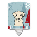 Winter Holiday Yellow Labrador Ceramic Night Light Compact, UL-Certified, Ideal for Bedroom, Bathroom, Nursery, Hallway, Kitchen, 6x4x3, Multicolor