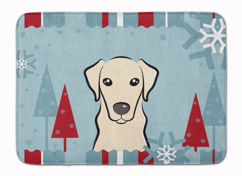 Winter Holiday Yellow Labrador Machine Washable Memory Foam Mat BB1718RUG