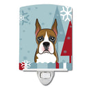 Winter Holiday Boxer Ceramic Night Light Compact, UL-Certified, Ideal for Bedroom, Bathroom, Nursery, Hallway, Kitchen, 6x4x3, Multicolor
