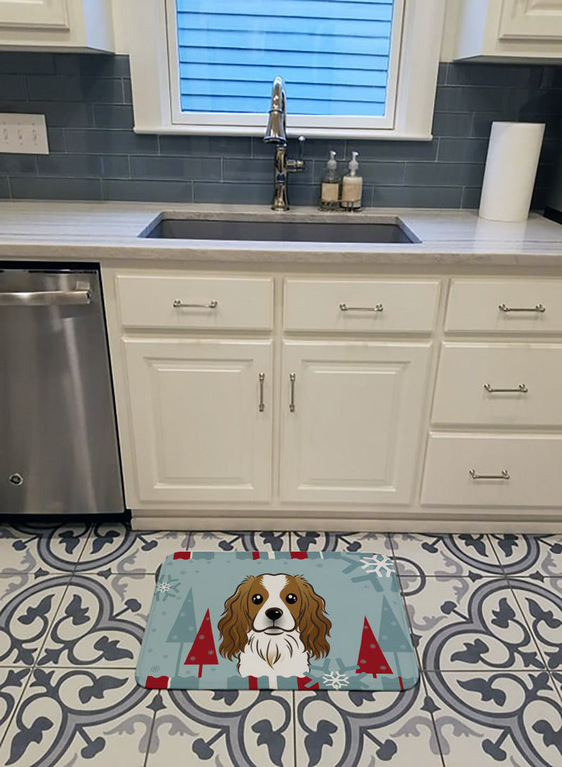 Winter Holiday Cavalier Spaniel Machine Washable Memory Foam Mat BB1720RUG