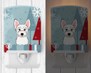 Winter Holiday Westie Ceramic Night Light Compact, UL-Certified, Ideal for Bedroom, Bathroom, Nursery, Hallway, Kitchen, 6x4x3, Multicolor