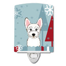 Winter Holiday Westie Ceramic Night Light Compact, UL-Certified, Ideal for Bedroom, Bathroom, Nursery, Hallway, Kitchen, 6x4x3, Multicolor