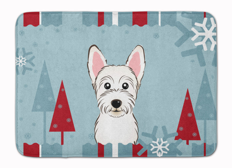 Winter Holiday Westie Machine Washable Memory Foam Mat BB1722RUG