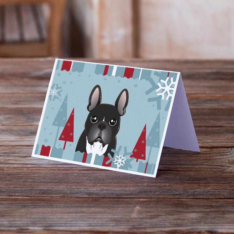 Winter Holiday French Bulldog Greeting Cards and Envelopes Pack of 8