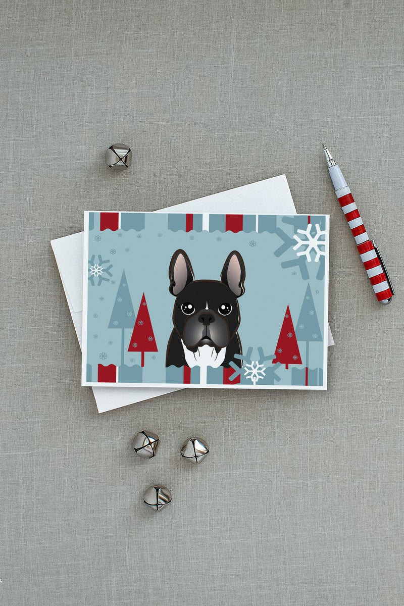 Winter Holiday French Bulldog Greeting Cards and Envelopes Pack of 8