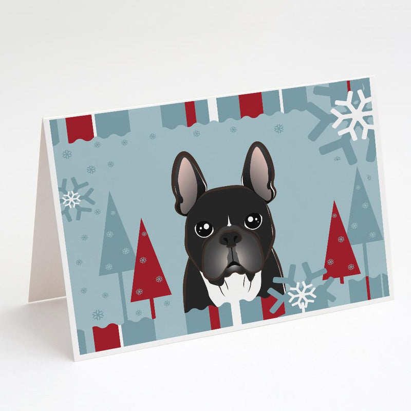 Winter Holiday French Bulldog Greeting Cards and Envelopes Pack of 8