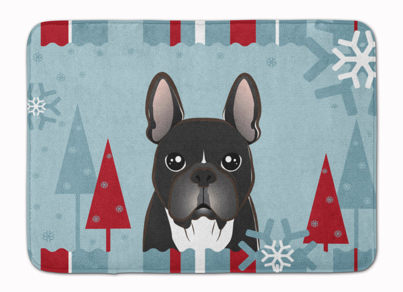 Winter Holiday French Bulldog Machine Washable Memory Foam Mat BB1723RUG