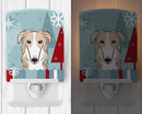 Winter Holiday Borzoi Ceramic Night Light Compact, UL-Certified, Ideal for Bedroom, Bathroom, Nursery, Hallway, Kitchen, 6x4x3, Multicolor