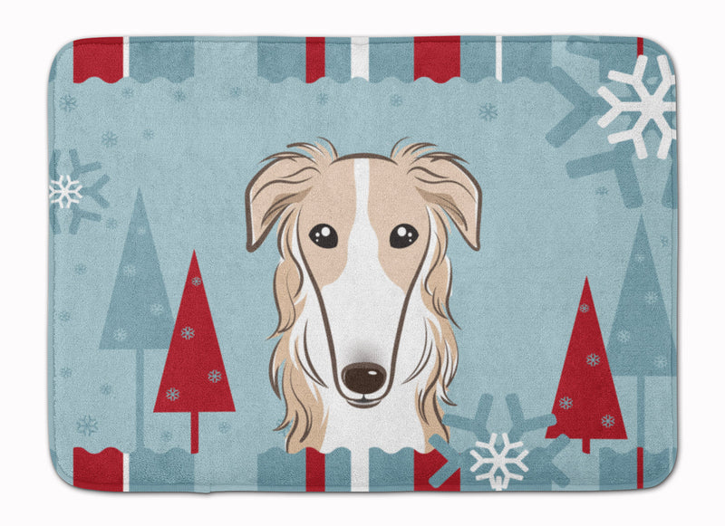 Winter Holiday Borzoi Machine Washable Memory Foam Mat BB1724RUG