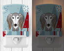 Winter Holiday Saluki Ceramic Night Light Compact, UL-Certified, Ideal for Bedroom, Bathroom, Nursery, Hallway, Kitchen, 6x4x3, Multicolor