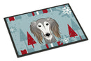 Winter Holiday Saluki Doormat Indoor Outdoor 18H X 27W Front Door Mat Rugs for Entryway, Non Slip Washable