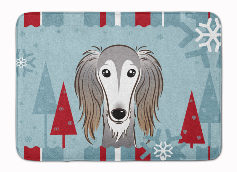 Winter Holiday Saluki Machine Washable Memory Foam Mat BB1725RUG