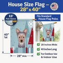 Winter Holiday Yorkie Puppy House Flag 28x40 Porch Sleeve Pole Decorative Outside Yard Banner Artwork Wall Hanging, Polyester