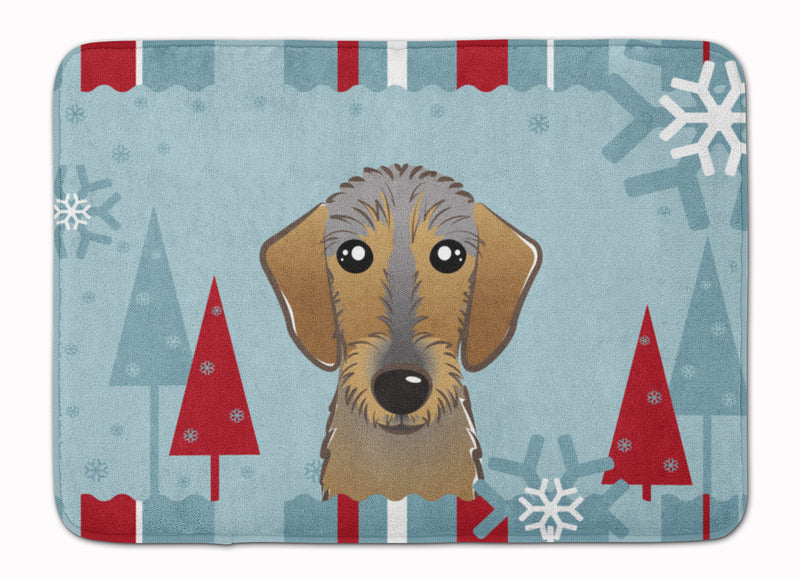 Winter Holiday Wirehaired Dachshund Machine Washable Memory Foam Mat BB1729RUG