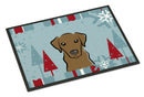 Winter Holiday Chocolate Labrador Doormat Indoor Outdoor 18H X 27W Front Door Mat Rugs for Entryway, Non Slip Washable