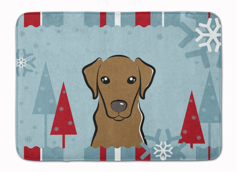 Winter Holiday Chocolate Labrador Machine Washable Memory Foam Mat BB1730RUG