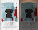 Winter Holiday Black Labrador Ceramic Night Light Compact, UL-Certified, Ideal for Bedroom, Bathroom, Nursery, Hallway, Kitchen, 6x4x3, Multicolor