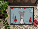 Winter Holiday Italian Greyhound Doormat Indoor Outdoor 24H X 36W Front Door Mat Rugs for Entryway, Non Slip Washable Low Pile,