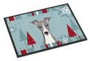 Winter Holiday Italian Greyhound Doormat Indoor Outdoor 24H X 36W Front Door Mat Rugs for Entryway, Non Slip Washable Low Pile,