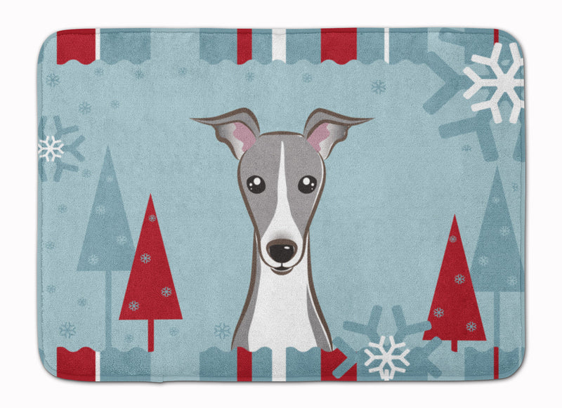 Winter Holiday Italian Greyhound Machine Washable Memory Foam Mat BB1732RUG