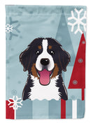Winter Holiday Bernese Mountain Dog House Flag 28x40 Porch Sleeve Pole Decorative Outside Yard Banner Artwork Wall Hanging, Polyester